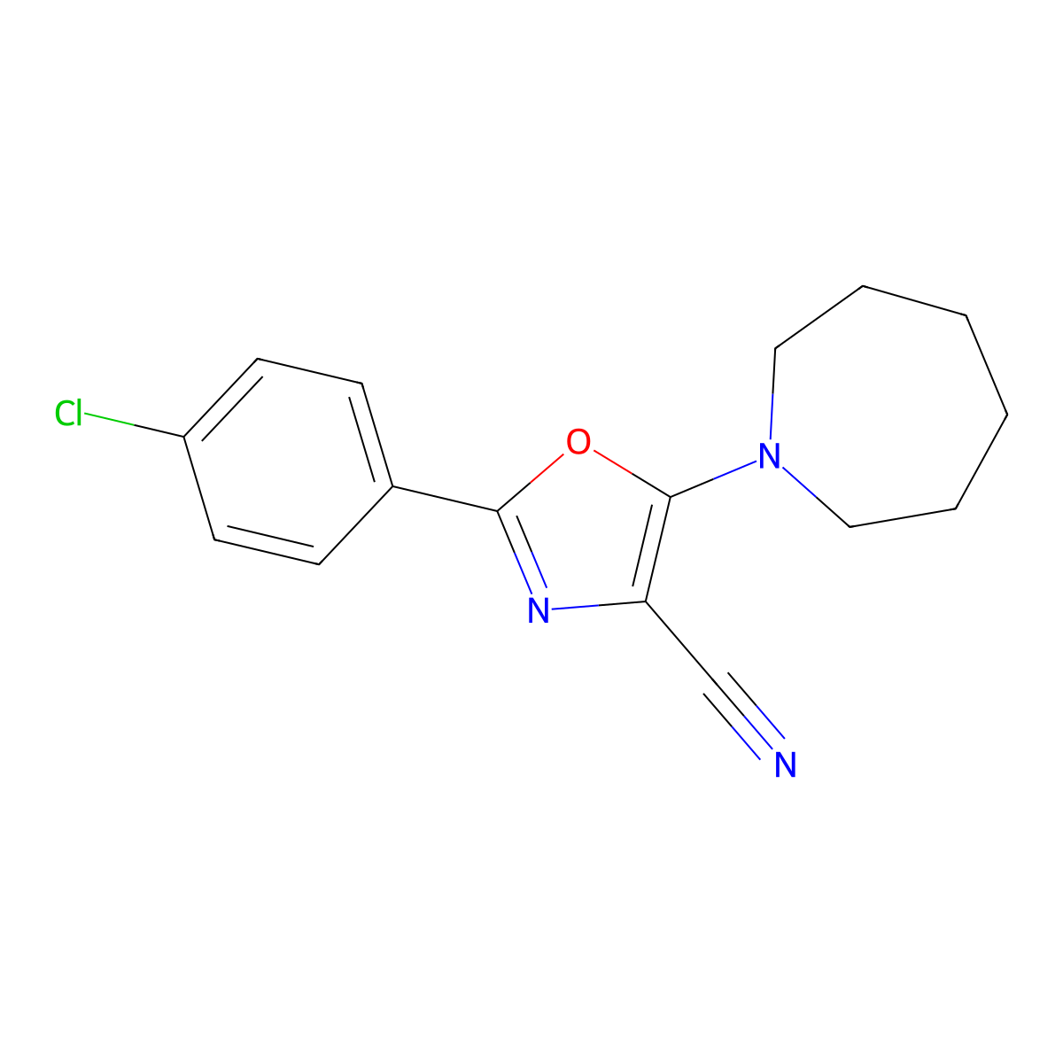 5-(Azepan-1-yl)-2-(4-chlorophenyl)-1,3-oxazole-4-carbonitrile molecular structure, CAS 613650-56-9