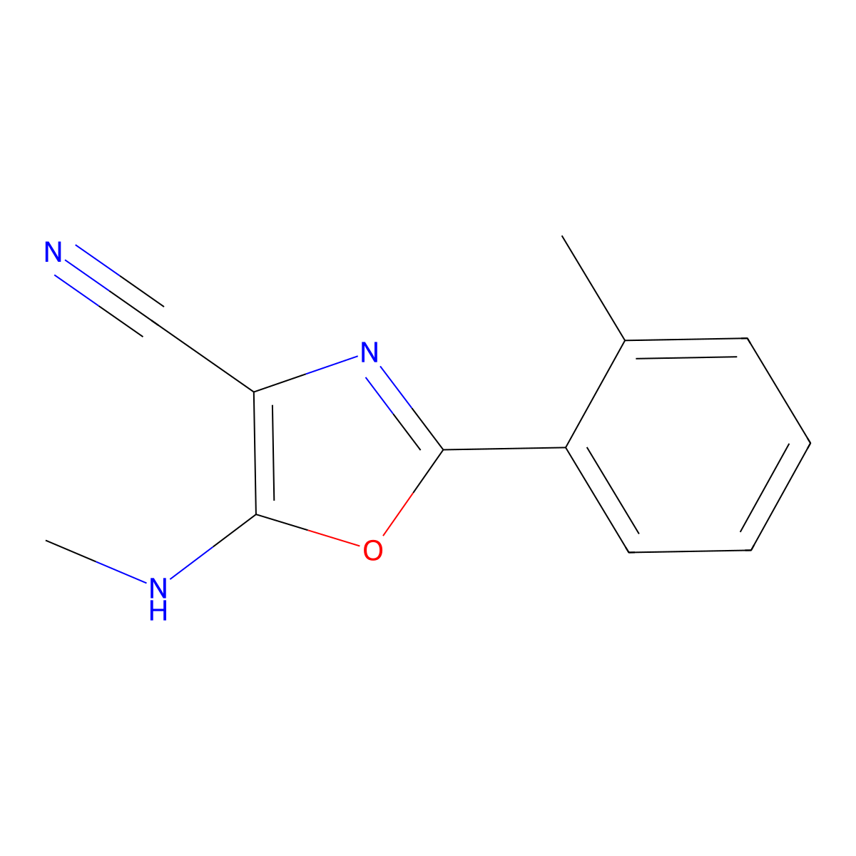 5-(Methylamino)-2-(2-methylphenyl)-1,3-oxazole-4-carbonitrile molecular structure, CAS 613650-57-0