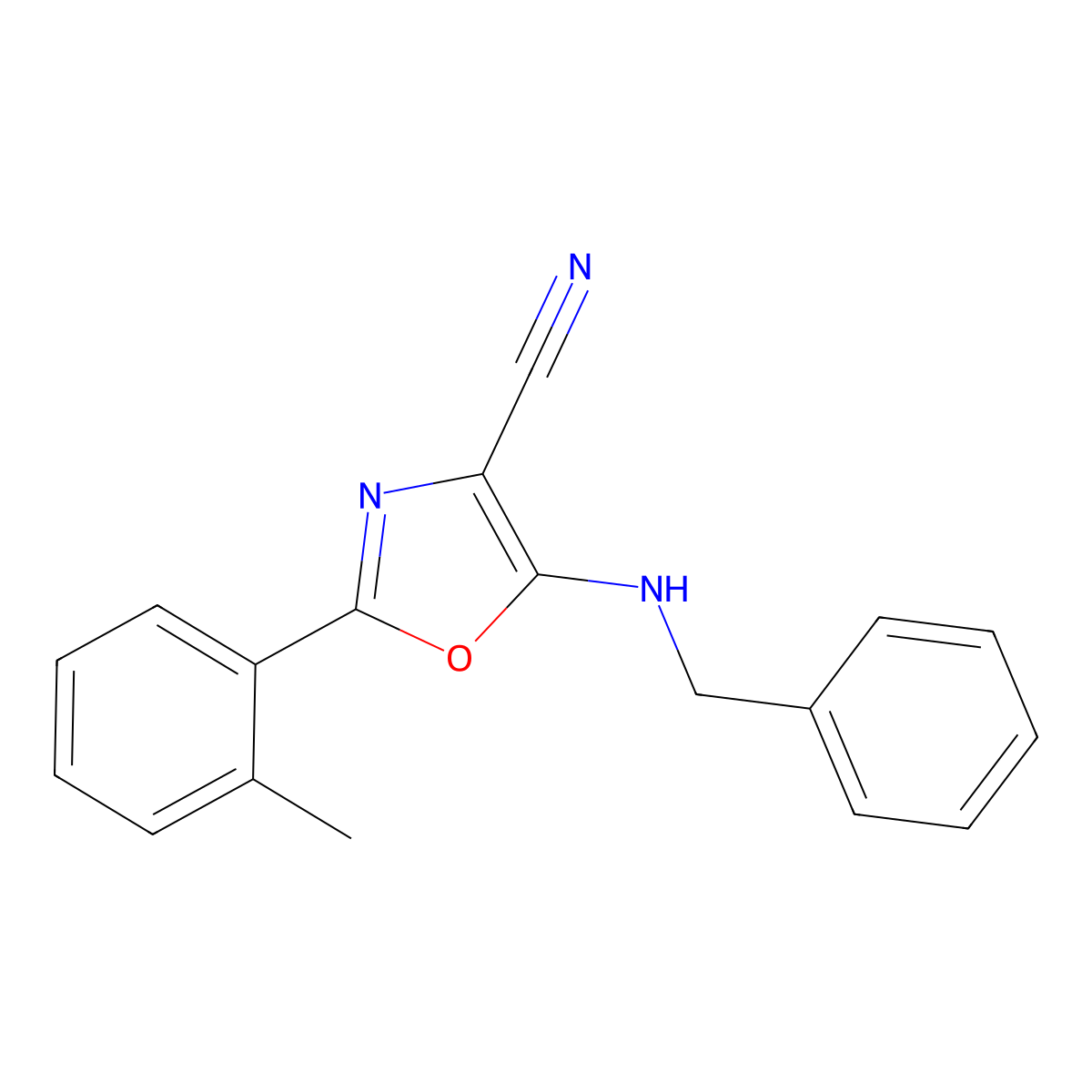 5-(Benzylamino)-2-(2-methylphenyl)-1,3-oxazole-4-carbonitrile molecular structure, CAS 613650-58-1