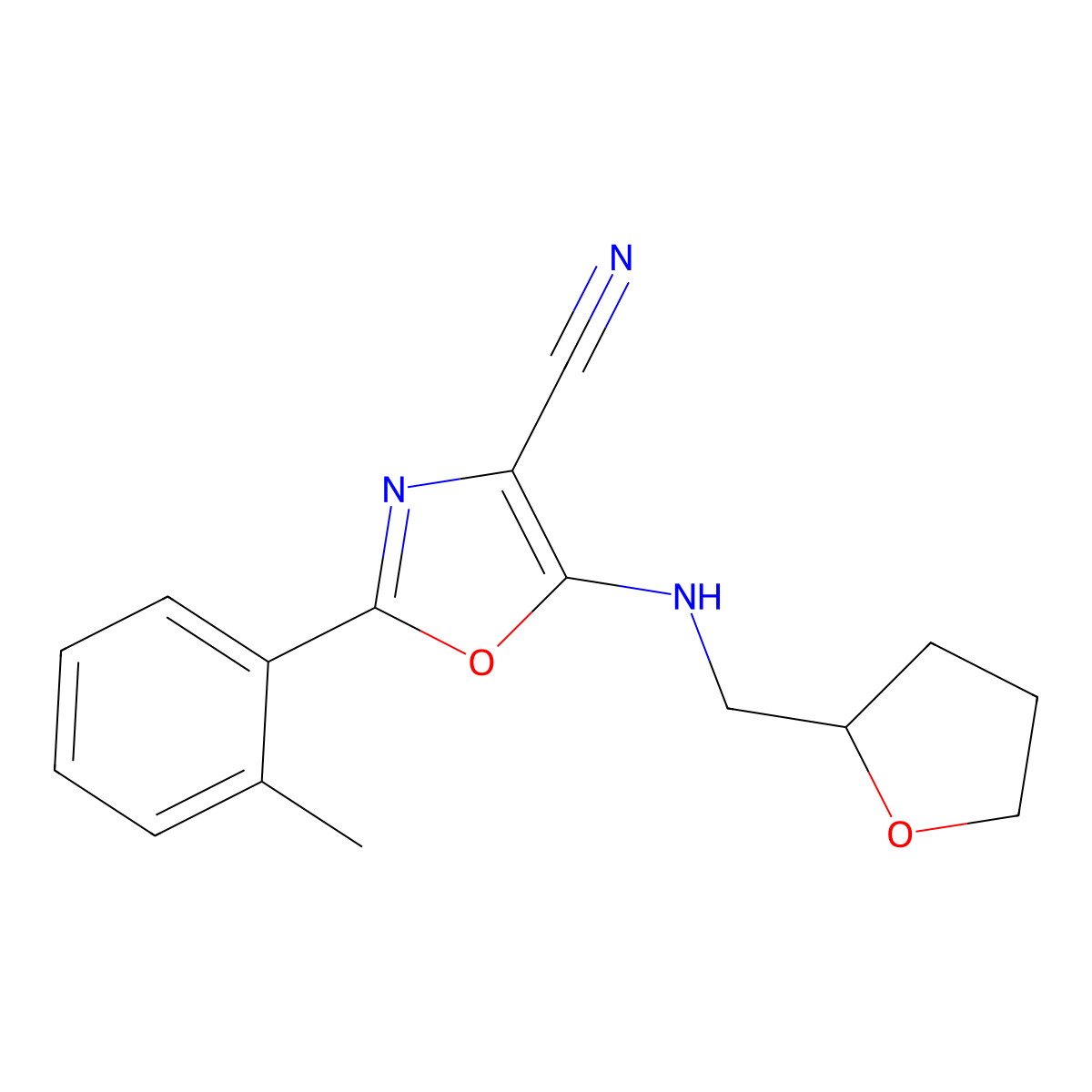 2-(2-Methylphenyl)-5-[(tetrahydrofuran-2-ylmethyl)amino]-1,3-oxazole-4-carbonitrile molecular structure, CAS 613650-65-0