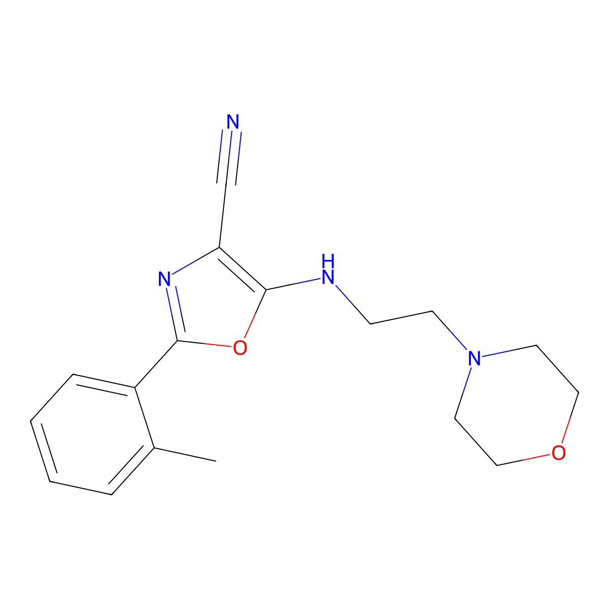 2-(2-Methylphenyl)-5-(2-morpholin-4-ylethylamino)-1,3-oxazole-4-carbonitrile molecular structure, CAS 613650-69-4