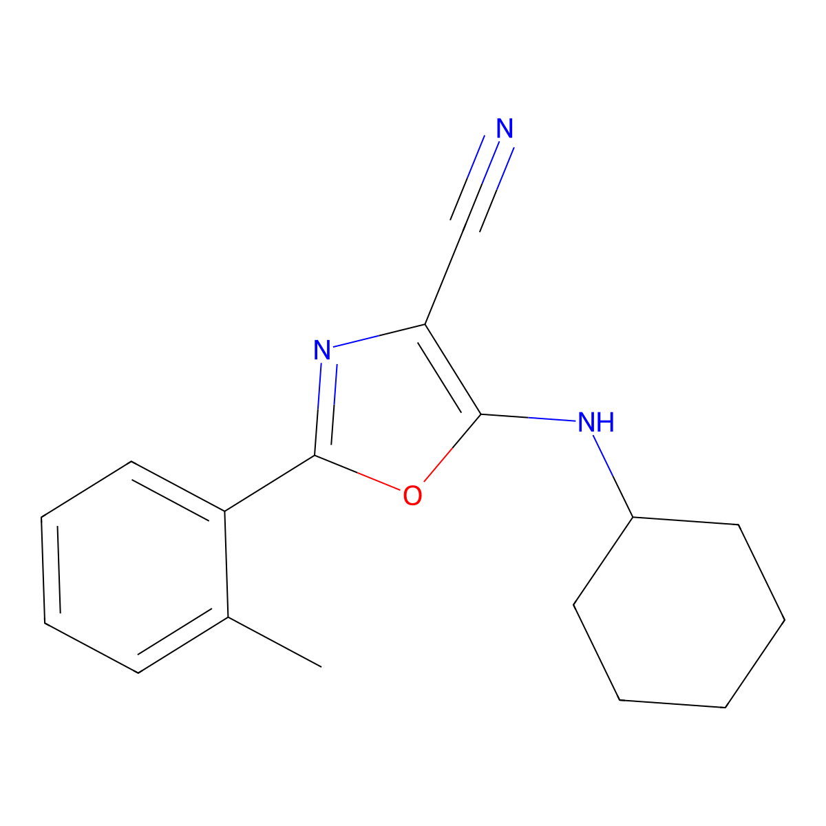 5-(Cyclohexylamino)-2-(2-methylphenyl)-1,3-oxazole-4-carbonitrile molecular structure, CAS 613650-71-8