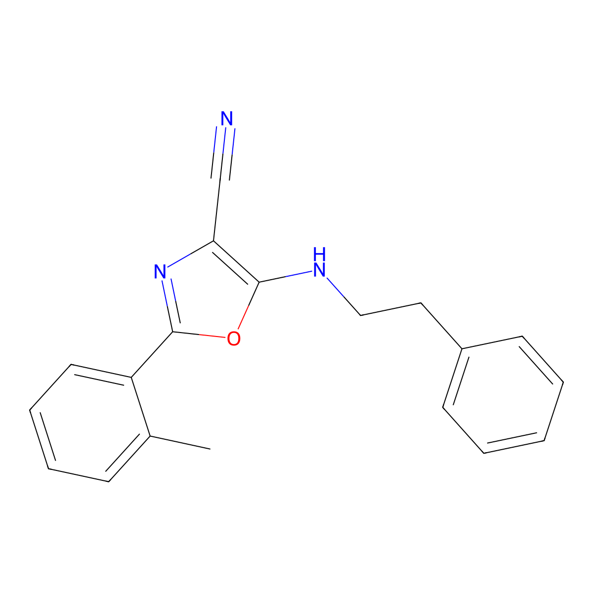 2-(2-Methylphenyl)-5-[(2-phenylethyl)amino]-1,3-oxazole-4-carbonitrile molecular structure, CAS 613650-73-0