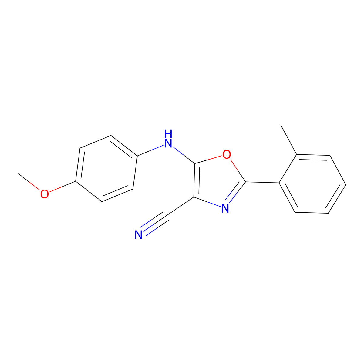 5-(4-Methoxyanilino)-2-(2-methylphenyl)-1,3-oxazole-4-carbonitrile molecular structure, CAS 613650-74-1