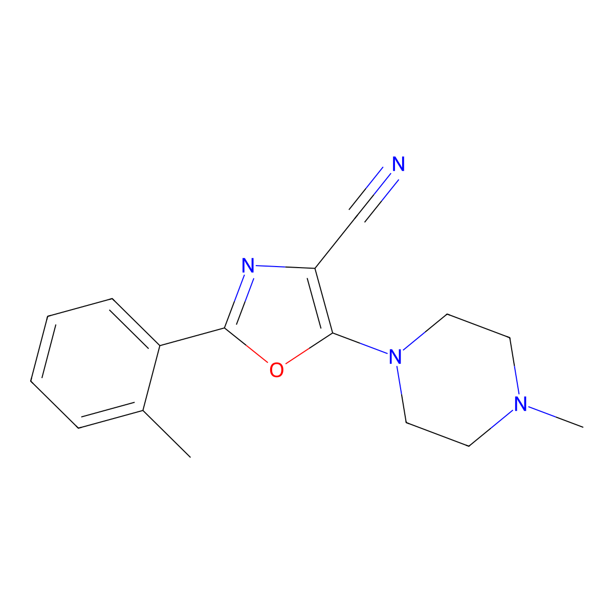 2-(2-Methylphenyl)-5-(4-methylpiperazin-1-yl)-1,3-oxazole-4-carbonitrile molecular structure, CAS 613650-84-3
