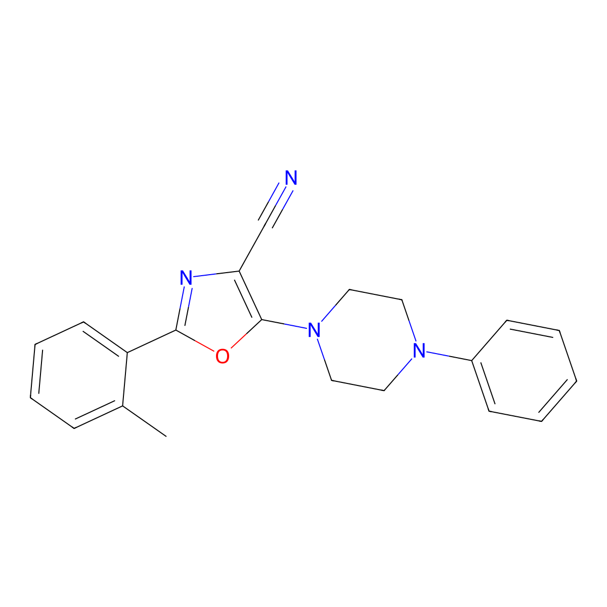 2-(2-Methylphenyl)-5-(4-phenylpiperazin-1-yl)-1,3-oxazole-4-carbonitrile molecular structure, CAS 613650-88-7