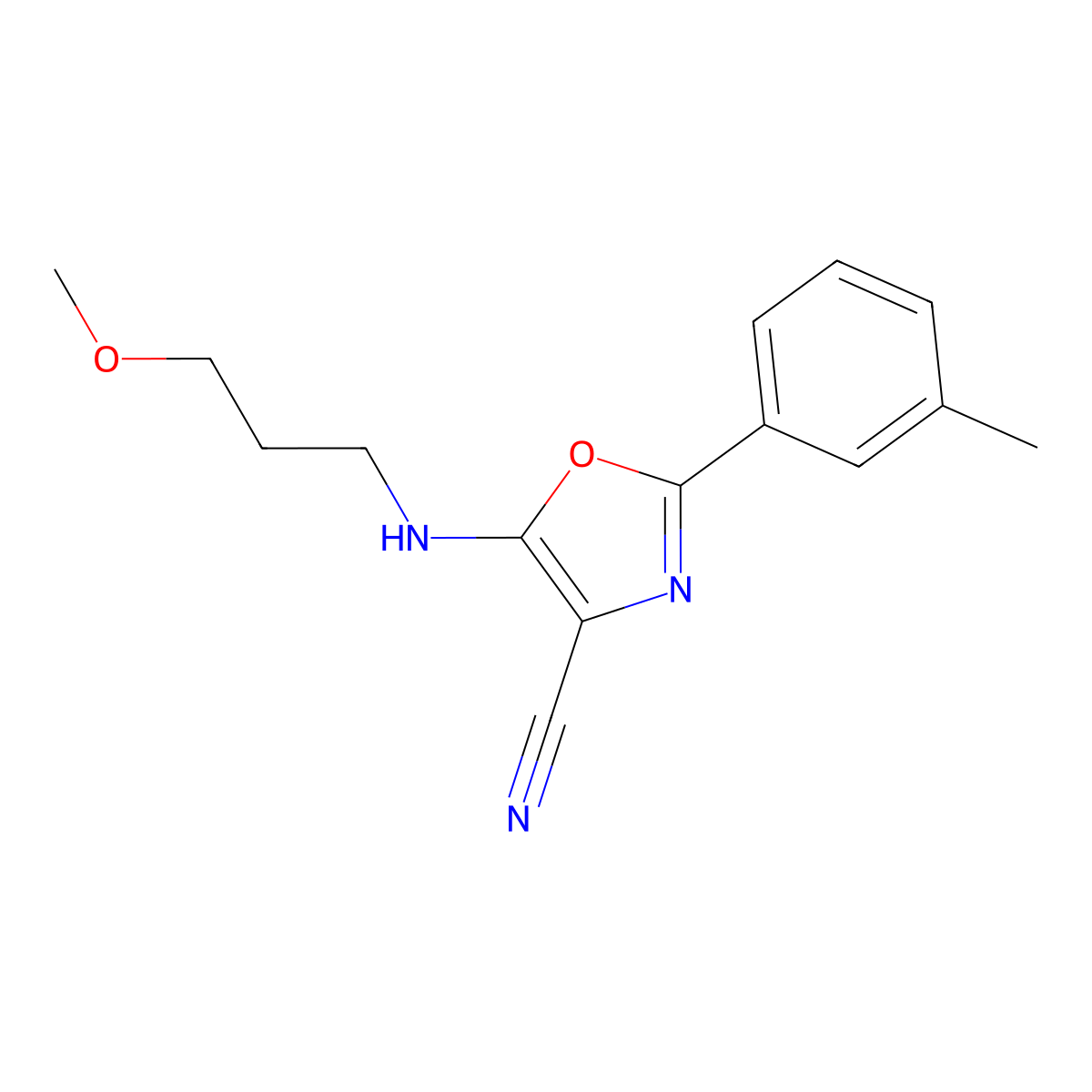 5-(3-Methoxypropylamino)-2-(3-methylphenyl)-1,3-oxazole-4-carbonitrile molecular structure, CAS 613650-96-7