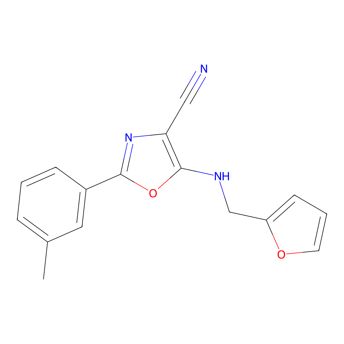 5-(2-Furanylmethylamino)-2-(3-methylphenyl)-4-oxazolecarbonitrile molecular structure, CAS 613650-98-9