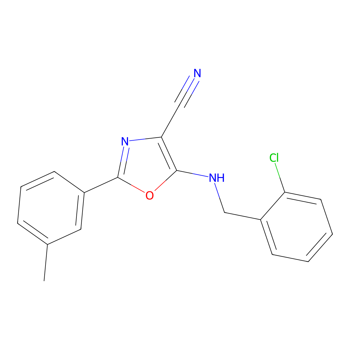 5-[(2-Chlorobenzyl)amino]-2-(3-methylphenyl)-1,3-oxazole-4-carbonitrile molecular structure, CAS 613651-06-2