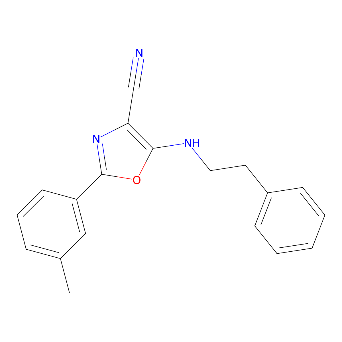2-(3-Methylphenyl)-5-[(2-phenylethyl)amino]-1,3-oxazole-4-carbonitrile molecular structure, CAS 613651-07-3