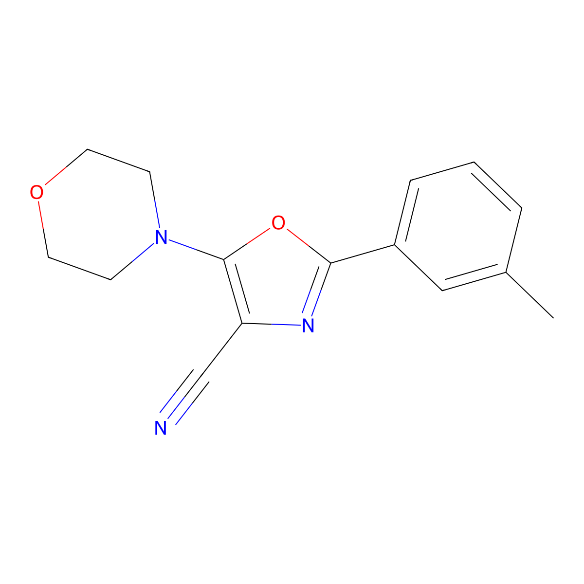 2-(3-Methylphenyl)-5-morpholin-4-yl-1,3-oxazole-4-carbonitrile molecular structure, CAS 613651-13-1