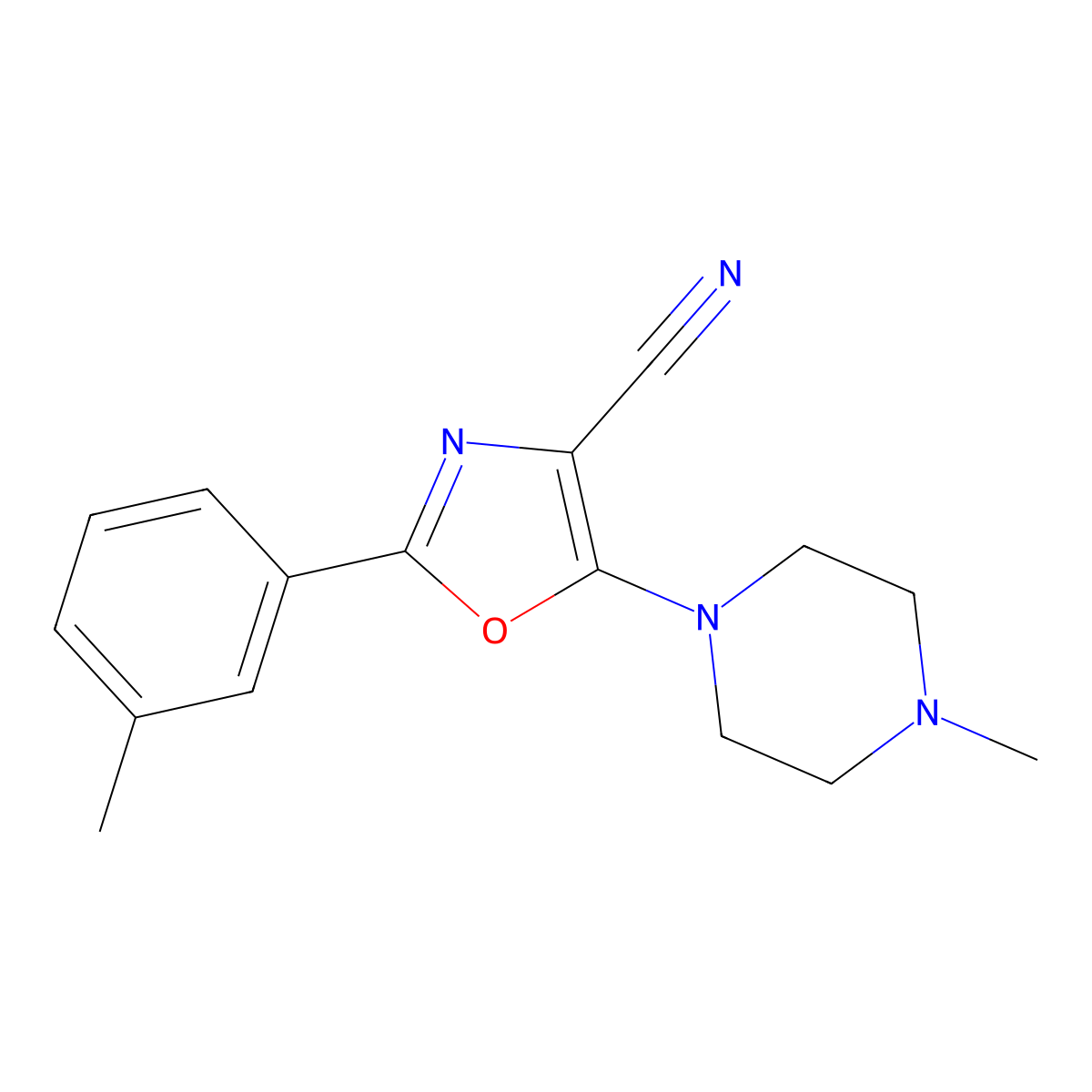 2-(3-Methylphenyl)-5-(4-methylpiperazin-1-yl)-1,3-oxazole-4-carbonitrile molecular structure, CAS 613651-18-6