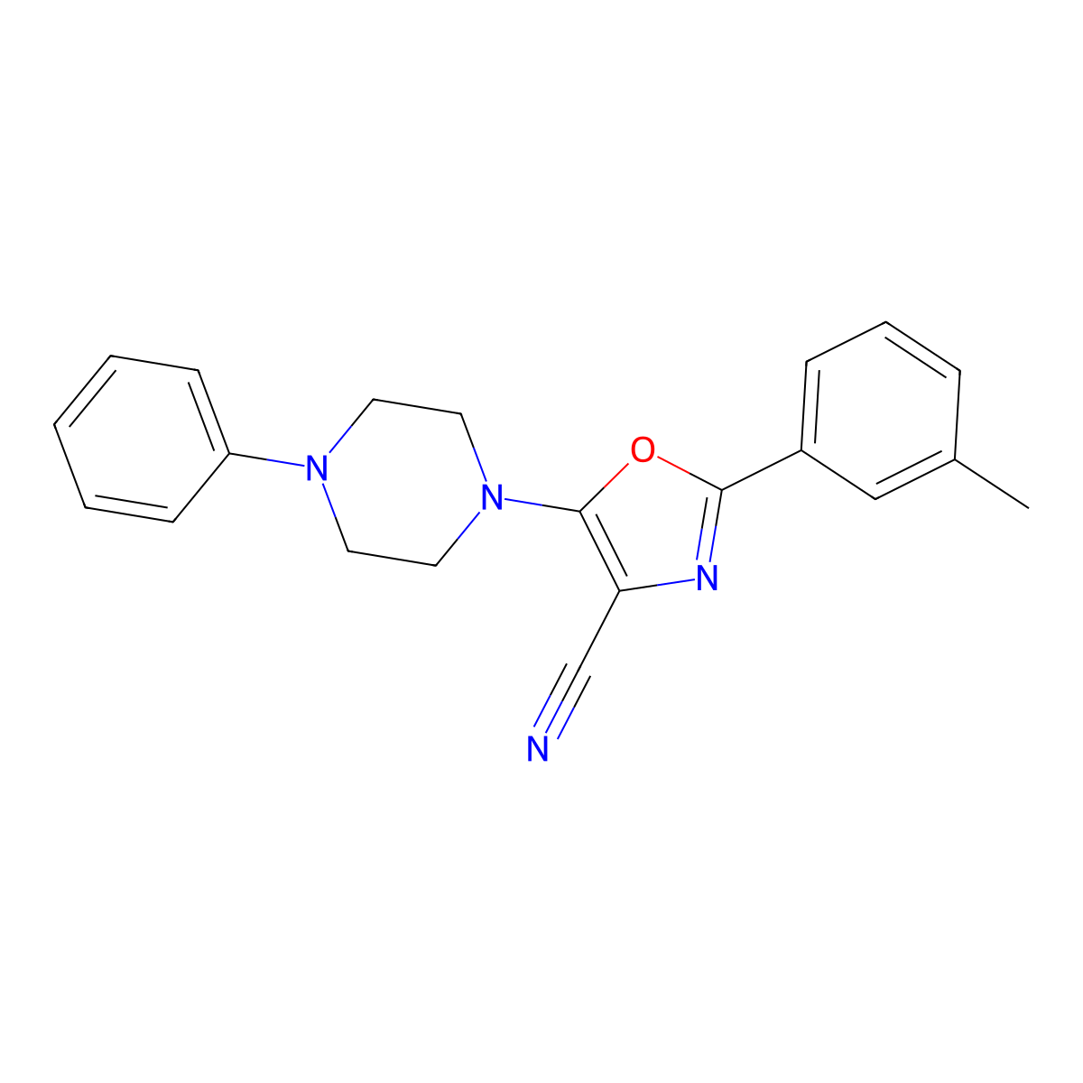 2-(3-Methylphenyl)-5-(4-phenylpiperazin-1-yl)-1,3-oxazole-4-carbonitrile molecular structure, CAS 613651-22-2