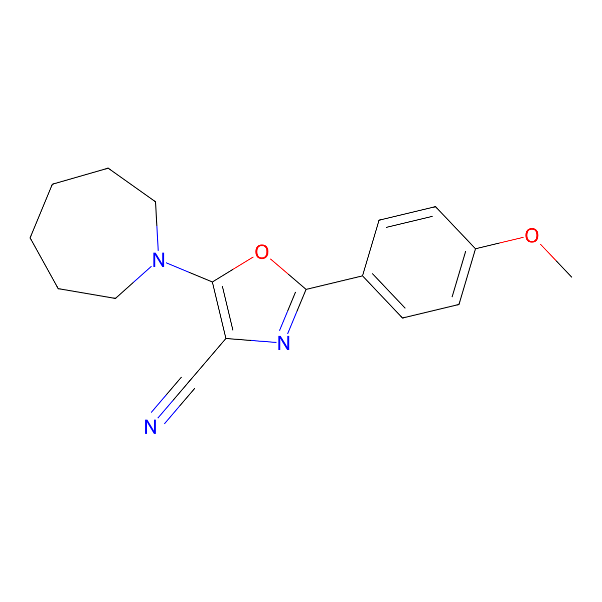 5-(Azepan-1-yl)-2-(4-methoxyphenyl)-1,3-oxazole-4-carbonitrile molecular structure, CAS 613651-25-5
