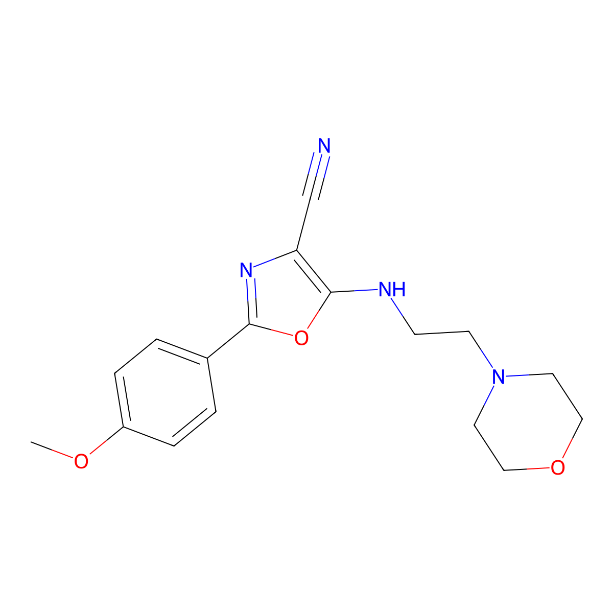 2-(4-Methoxyphenyl)-5-{[2-(morpholin-4-yl)ethyl]amino}-1,3-oxazole-4-carbonitrile molecular structure, CAS 613651-31-3