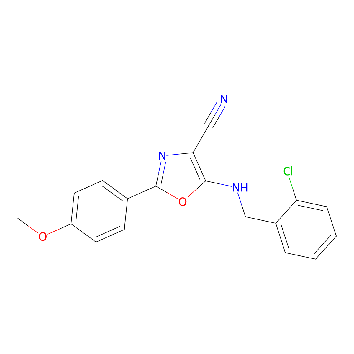 5-[(2-Chlorophenyl)methylamino]-2-(4-methoxyphenyl)-4-oxazolecarbonitrile molecular structure, CAS 613651-33-5