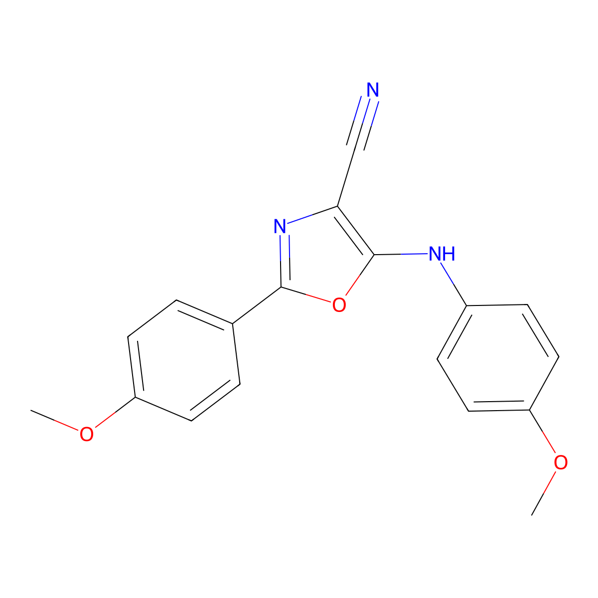 5-(4-Methoxyanilino)-2-(4-methoxyphenyl)-1,3-oxazole-4-carbonitrile molecular structure, CAS 613651-34-6