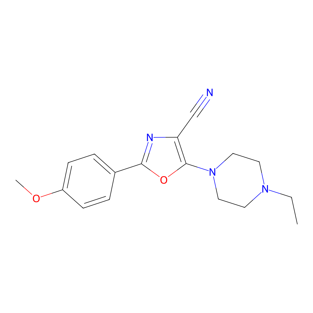 5-(4-Ethylpiperazin-1-yl)-2-(4-methoxyphenyl)-1,3-oxazole-4-carbonitrile molecular structure, CAS 613651-40-4