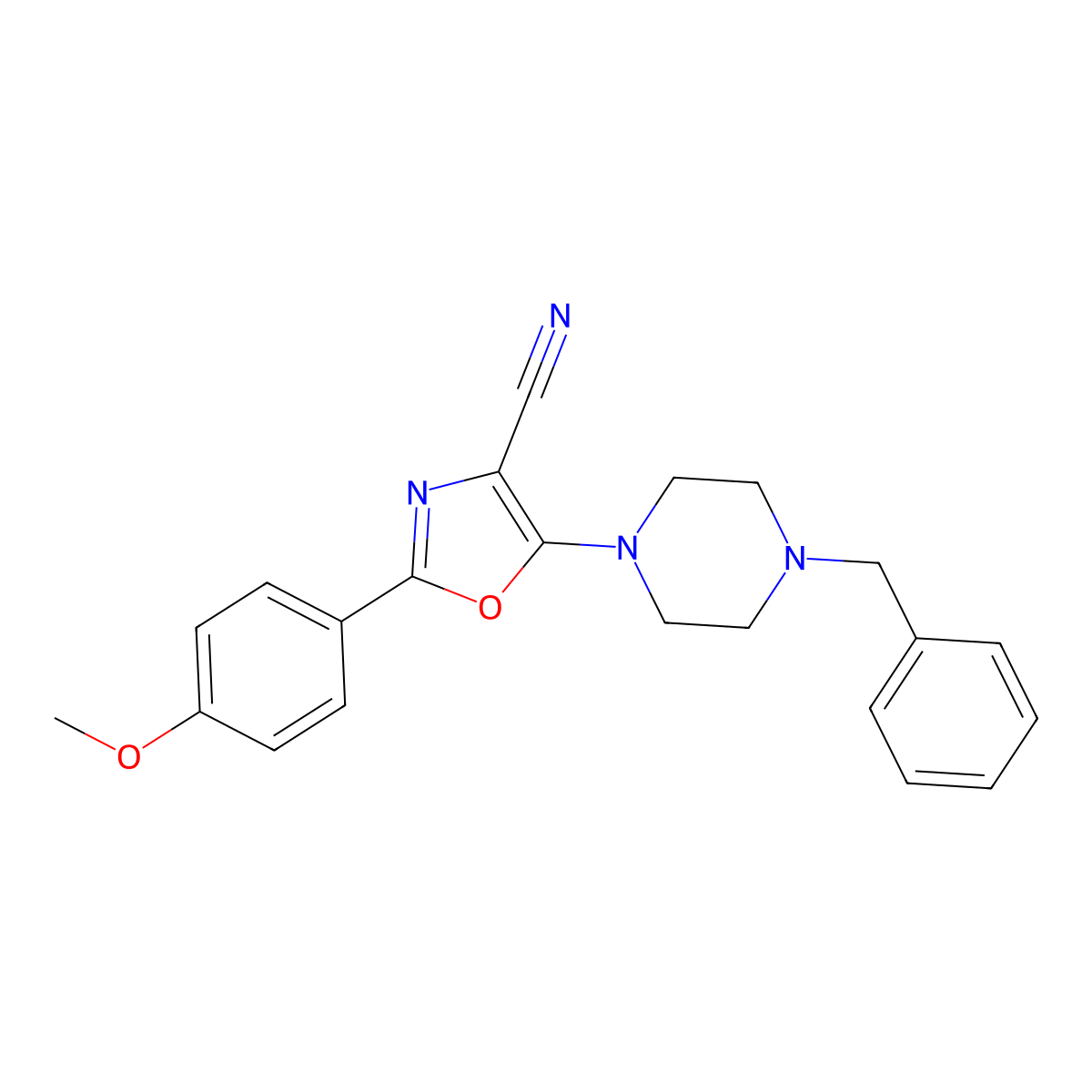 5-(4-Benzylpiperazin-1-yl)-2-(4-methoxyphenyl)-1,3-oxazole-4-carbonitrile molecular structure, CAS 613651-41-5