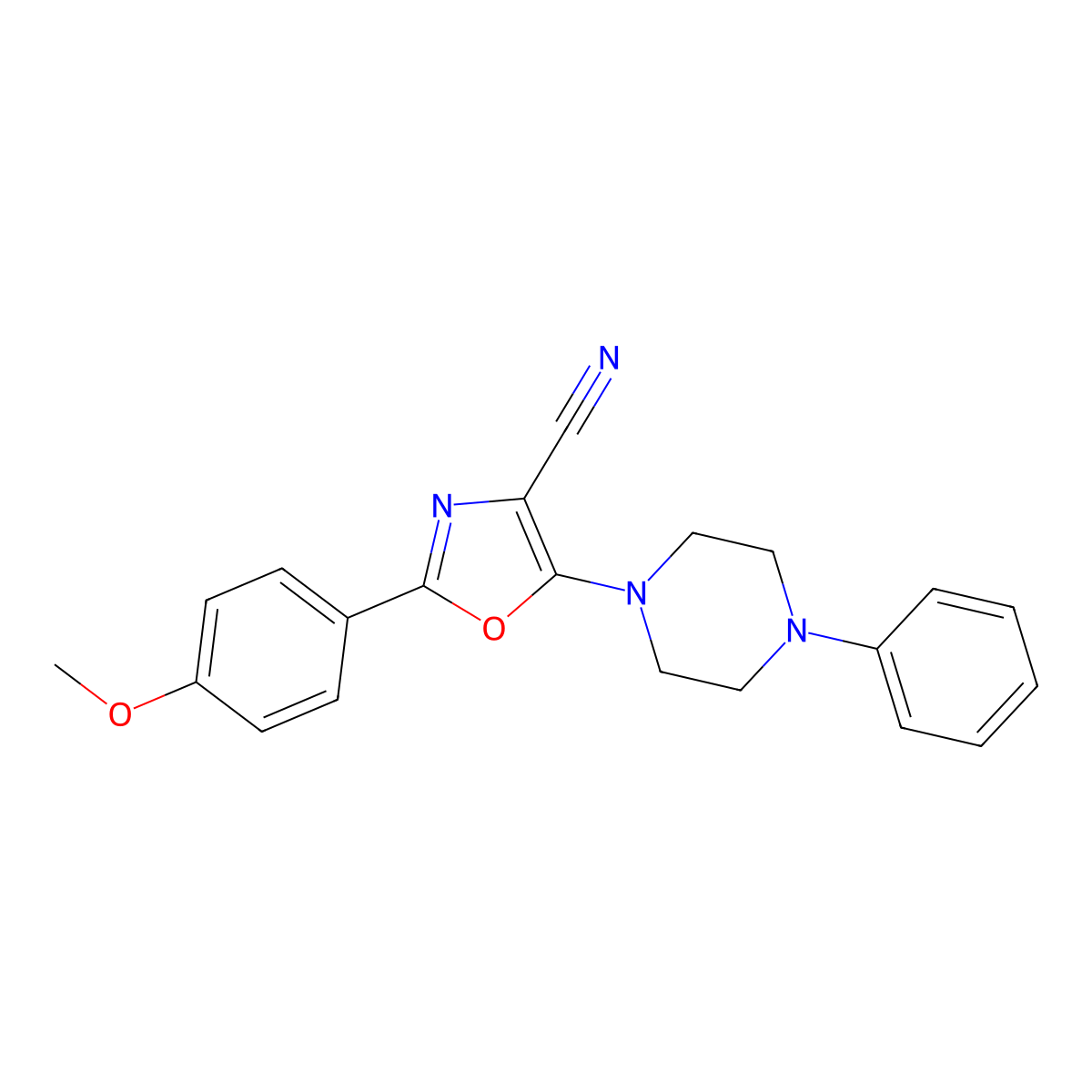2-(4-Methoxyphenyl)-5-(4-phenylpiperazin-1-yl)-1,3-oxazole-4-carbonitrile molecular structure, CAS 613651-42-6