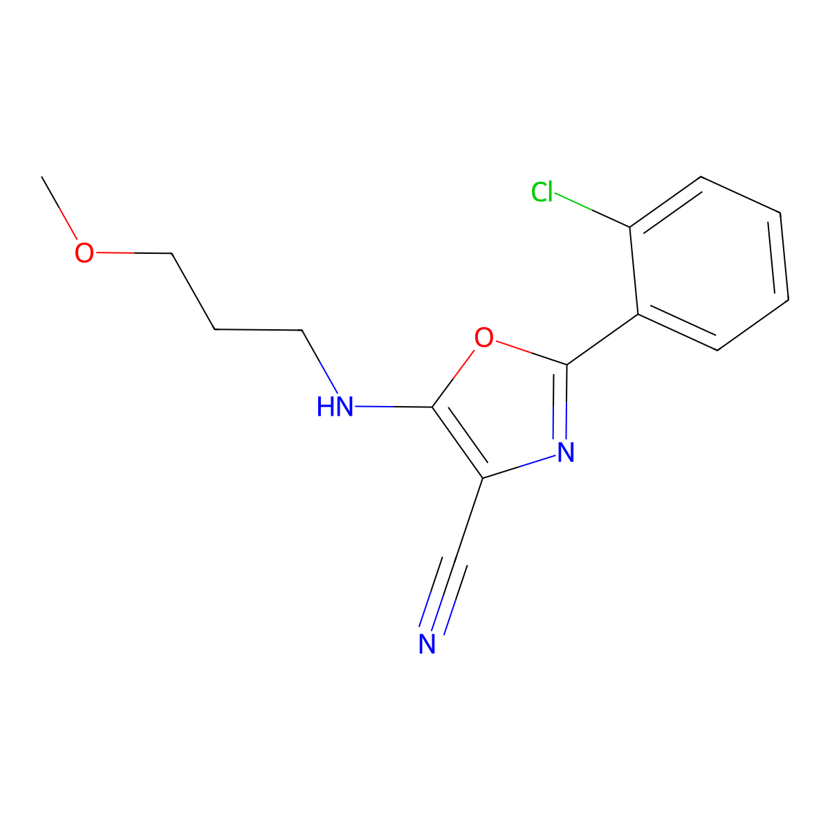 2-(2-Chlorophenyl)-5-((3-methoxypropyl)amino)oxazole-4-carbonitrile molecular structure, CAS 613651-49-3