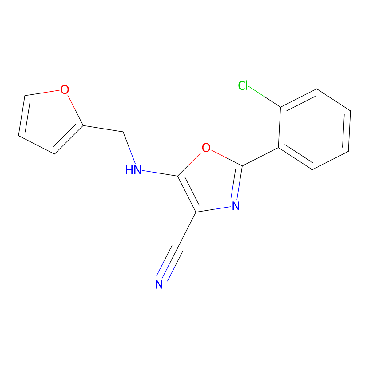 2-(2-Chlorophenyl)-5-[(furan-2-ylmethyl)amino]-1,3-oxazole-4-carbonitrile molecular structure, CAS 613651-51-7