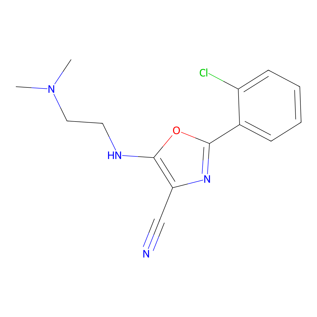 2-(2-Chlorophenyl)-5-((2-(dimethylamino)ethyl)amino)oxazole-4-carbonitrile molecular structure, CAS 613651-54-0