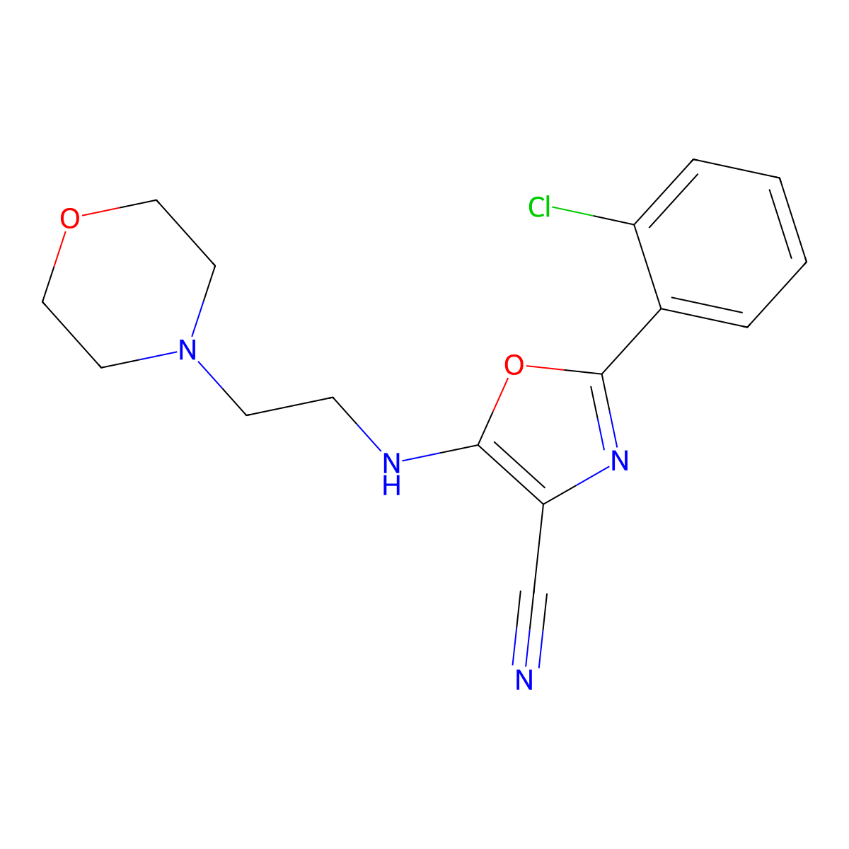 2-(2-Chlorophenyl)-5-(2-morpholin-4-ylethylamino)-1,3-oxazole-4-carbonitrile molecular structure, CAS 613651-56-2