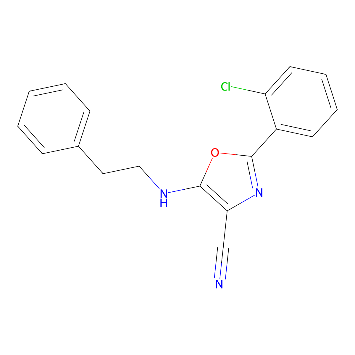 2-(2-Chlorophenyl)-5-[(2-phenylethyl)amino]-1,3-oxazole-4-carbonitrile molecular structure, CAS 613651-60-8