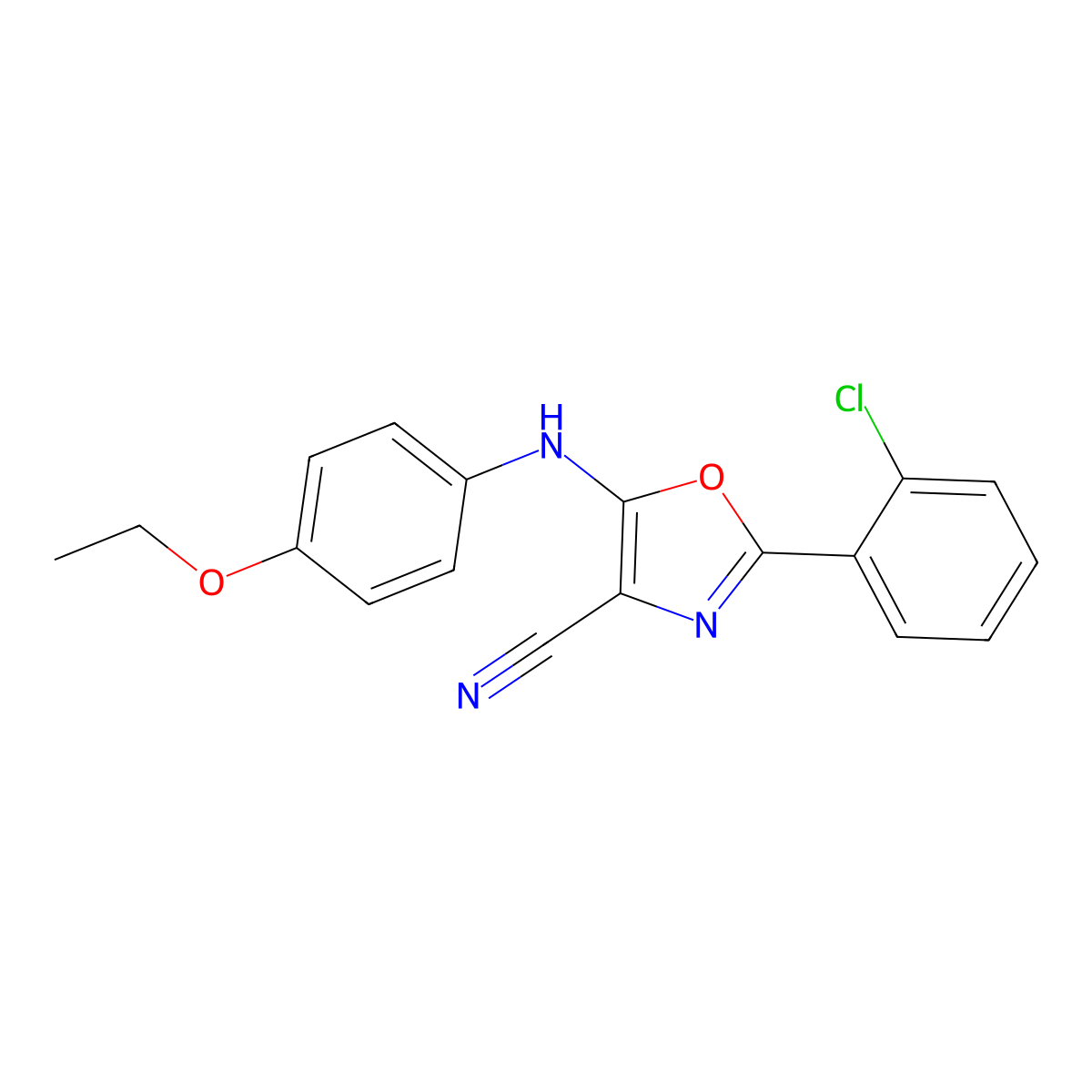 2-(2-Chlorophenyl)-5-[(4-ethoxyphenyl)amino]-1,3-oxazole-4-carbonitrile molecular structure, CAS 613651-62-0