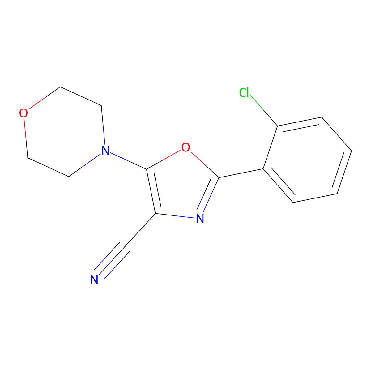 2-(2-Chlorophenyl)-5-morpholin-4-yl-1,3-oxazole-4-carbonitrile molecular structure, CAS 613651-66-4