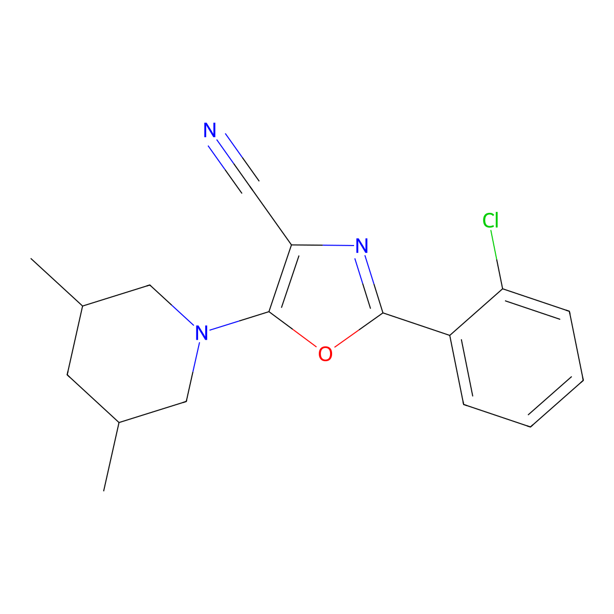 2-(2-Chlorophenyl)-5-(3,5-dimethylpiperidin-1-yl)-1,3-oxazole-4-carbonitrile molecular structure, CAS 613651-69-7