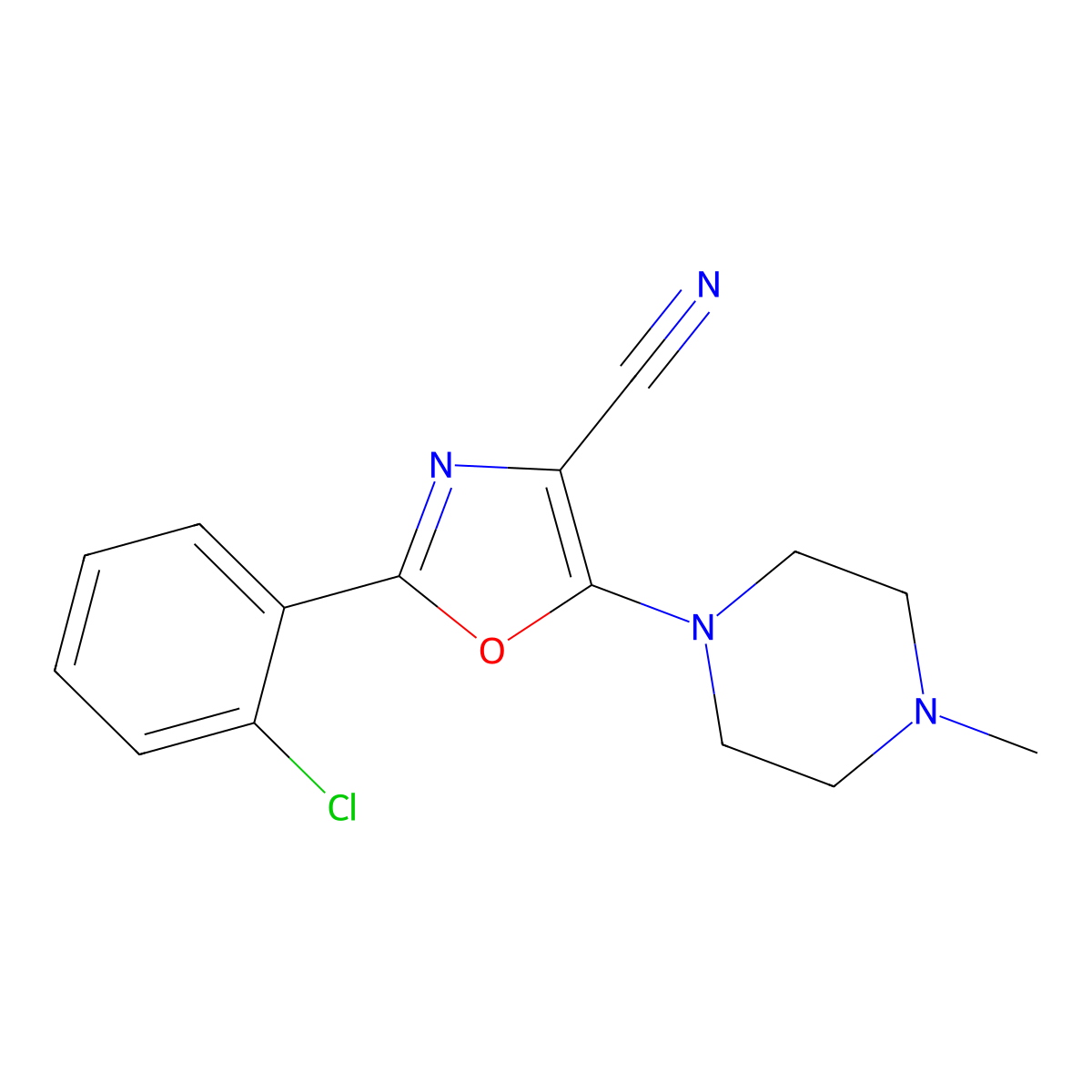 2-(2-Chlorophenyl)-5-(4-methylpiperazin-1-yl)-1,3-oxazole-4-carbonitrile molecular structure, CAS 613651-71-1