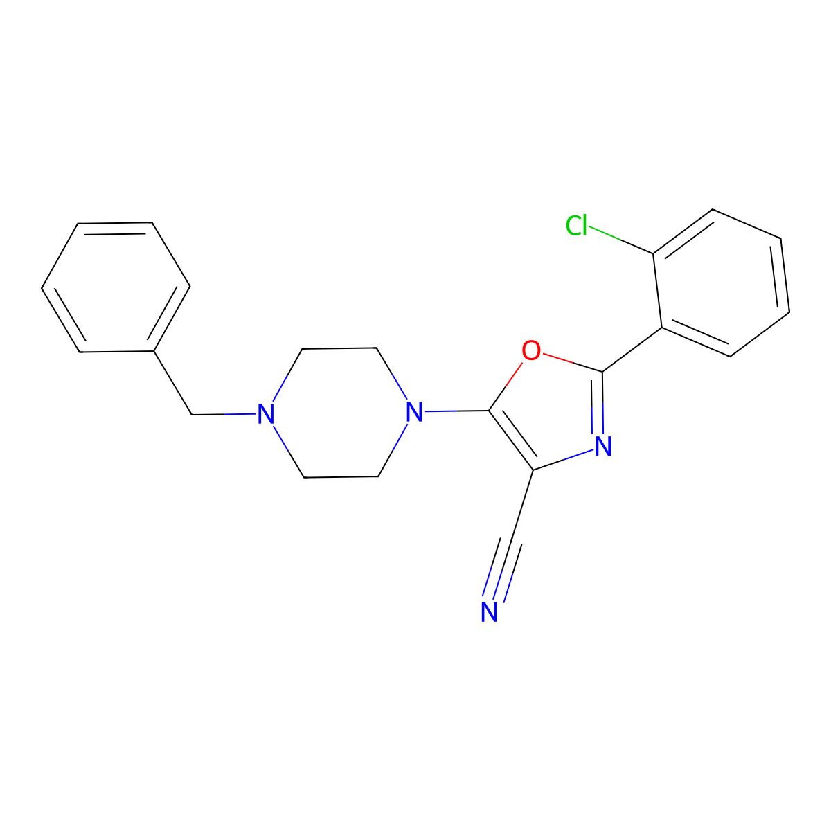 5-(4-Benzylpiperazin-1-yl)-2-(2-chlorophenyl)-1,3-oxazole-4-carbonitrile molecular structure, CAS 613651-73-3
