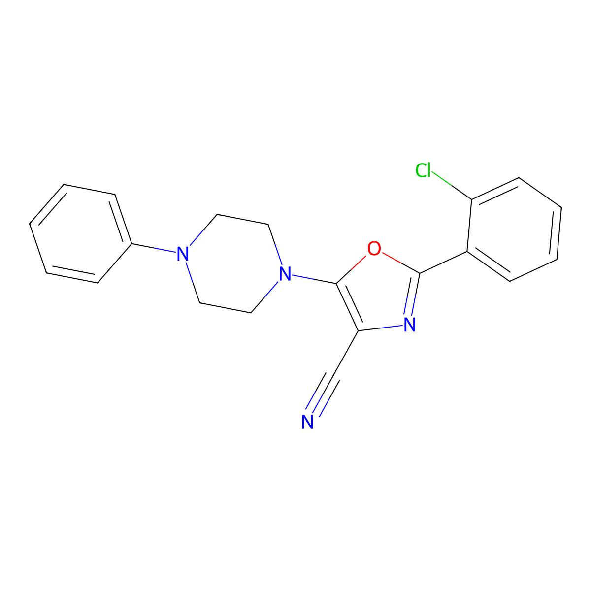 2-(2-Chlorophenyl)-5-(4-phenylpiperazin-1-yl)-1,3-oxazole-4-carbonitrile molecular structure, CAS 613651-75-5