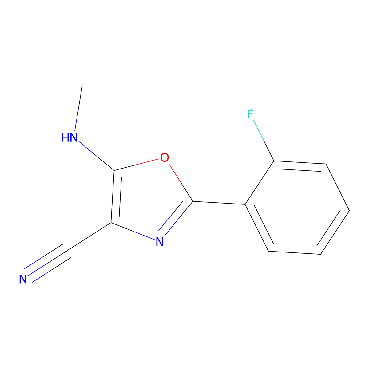 2-(2-Fluorophenyl)-5-(methylamino)-1,3-oxazole-4-carbonitrile molecular structure, CAS 613651-78-8