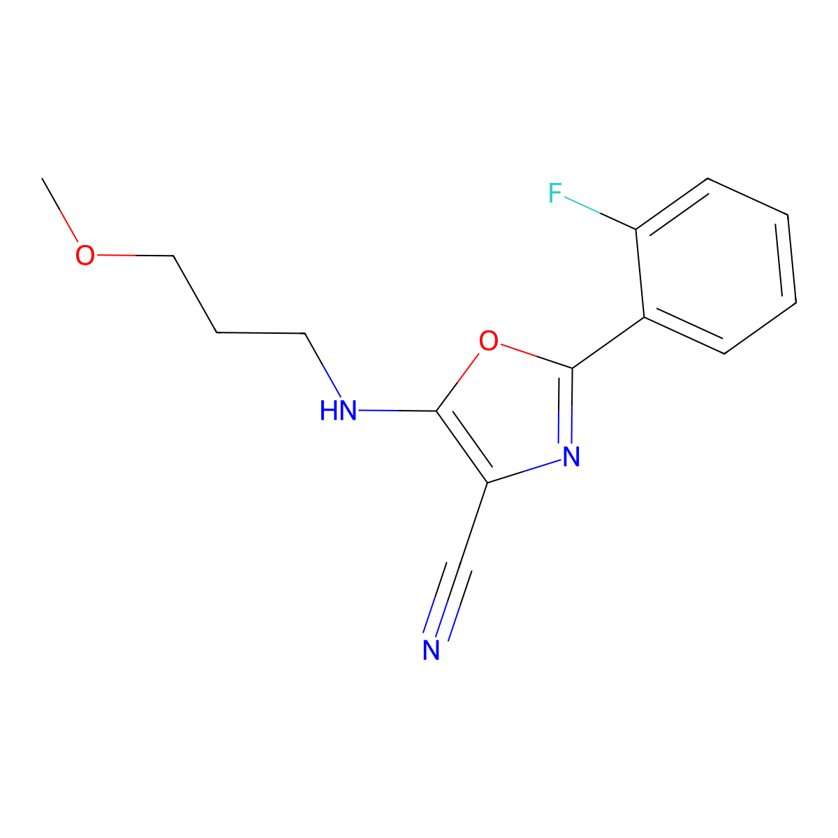 2-(2-Fluorophenyl)-5-(3-methoxypropylamino)-1,3-oxazole-4-carbonitrile molecular structure, CAS 613651-83-5