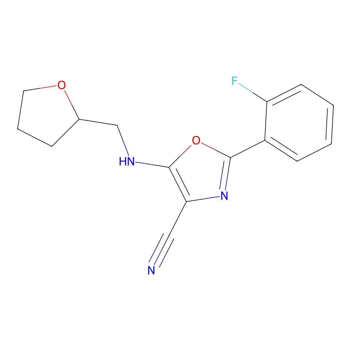 2-(2-Fluorophenyl)-5-(oxolan-2-ylmethylamino)-1,3-oxazole-4-carbonitrile molecular structure, CAS 613651-86-8