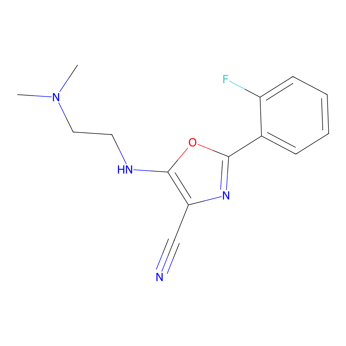 5-[2-(Dimethylamino)ethylamino]-2-(2-fluorophenyl)-1,3-oxazole-4-carbonitrile molecular structure, CAS 613651-88-0