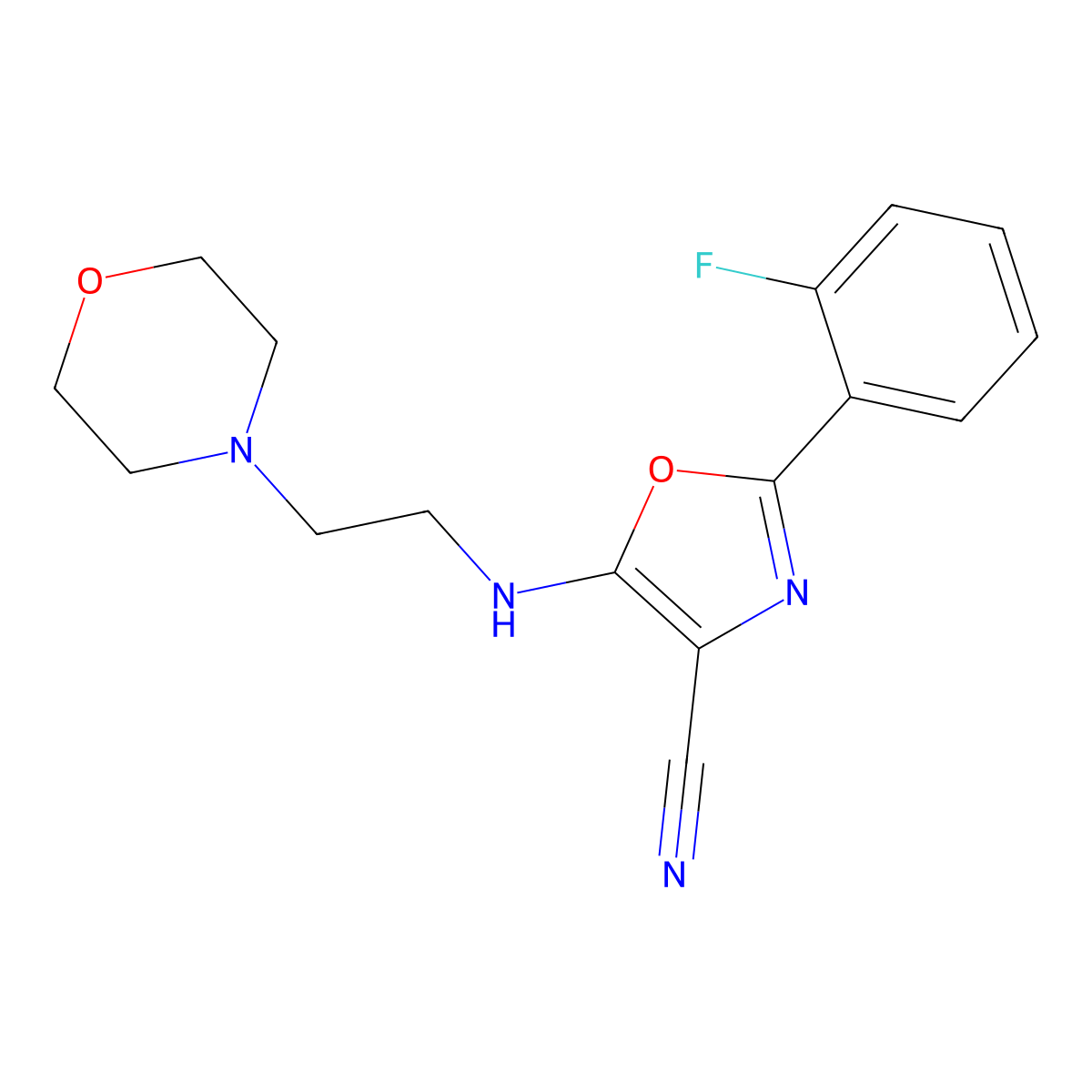 2-(2-Fluorophenyl)-5-{[2-(morpholin-4-yl)ethyl]amino}-1,3-oxazole-4-carbonitrile molecular structure, CAS 613651-90-4