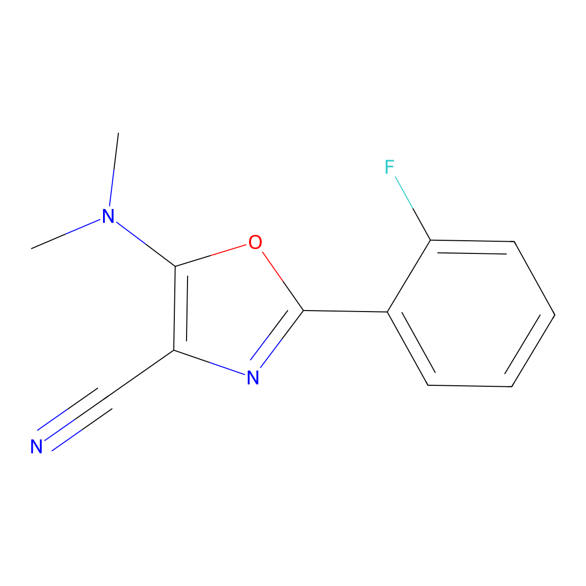 5-(Dimethylamino)-2-(2-fluorophenyl)-1,3-oxazole-4-carbonitrile molecular structure, CAS 613652-01-0