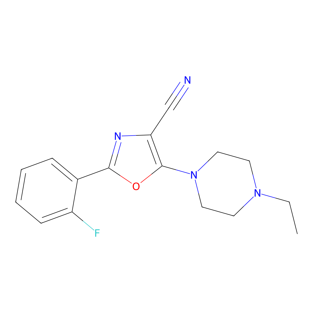 5-(4-Ethylpiperazin-1-yl)-2-(2-fluorophenyl)-1,3-oxazole-4-carbonitrile molecular structure, CAS 613652-07-6