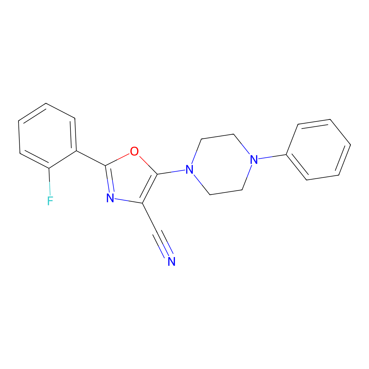 2-(2-Fluorophenyl)-5-(4-phenylpiperazin-1-yl)-1,3-oxazole-4-carbonitrile molecular structure, CAS 613652-08-7