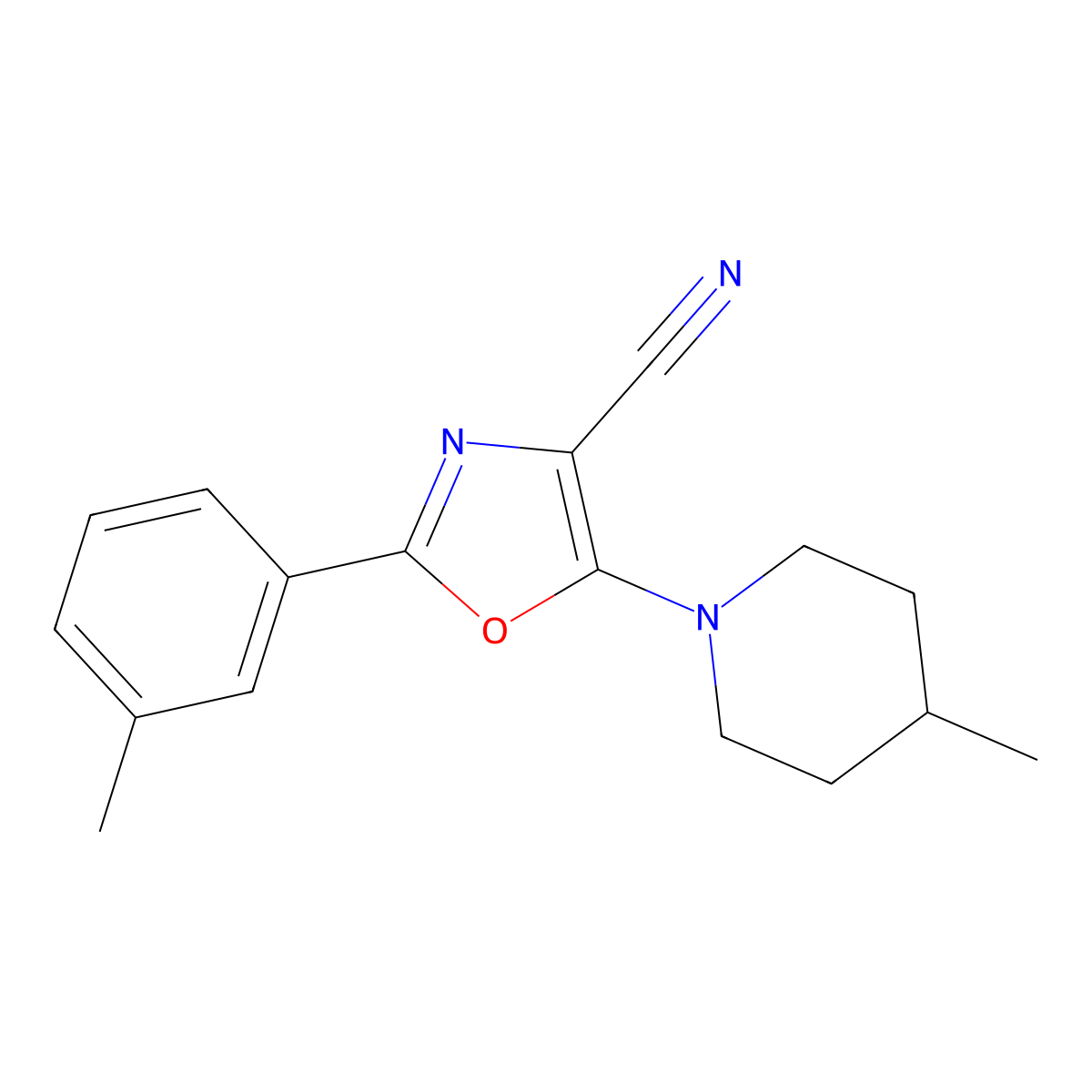 2-(3-Methylphenyl)-5-(4-methylpiperidin-1-yl)-1,3-oxazole-4-carbonitrile molecular structure, CAS 613652-14-5