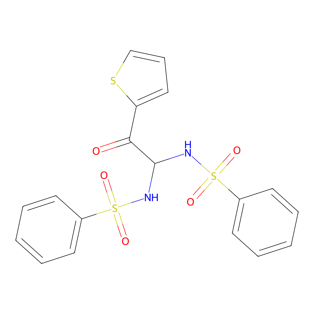 N-[1-(benzenesulfonamido)-2-oxo-2-thiophen-2-ylethyl]benzenesulfonamide molecular structure, CAS 613652-27-0