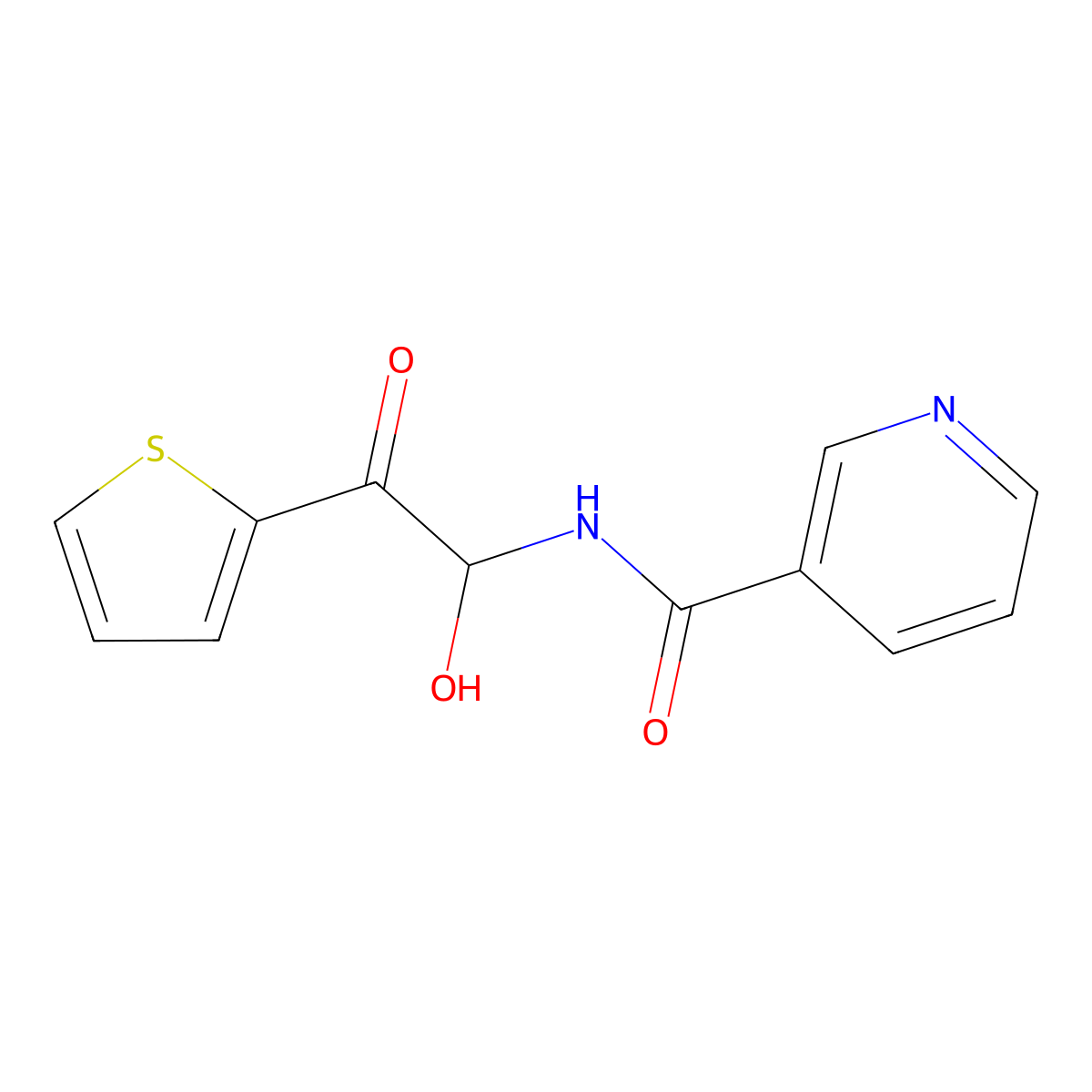 N-(1-hydroxy-2-oxo-2-thien-2-ylethyl)nicotinamide molecular structure, CAS 613653-00-2