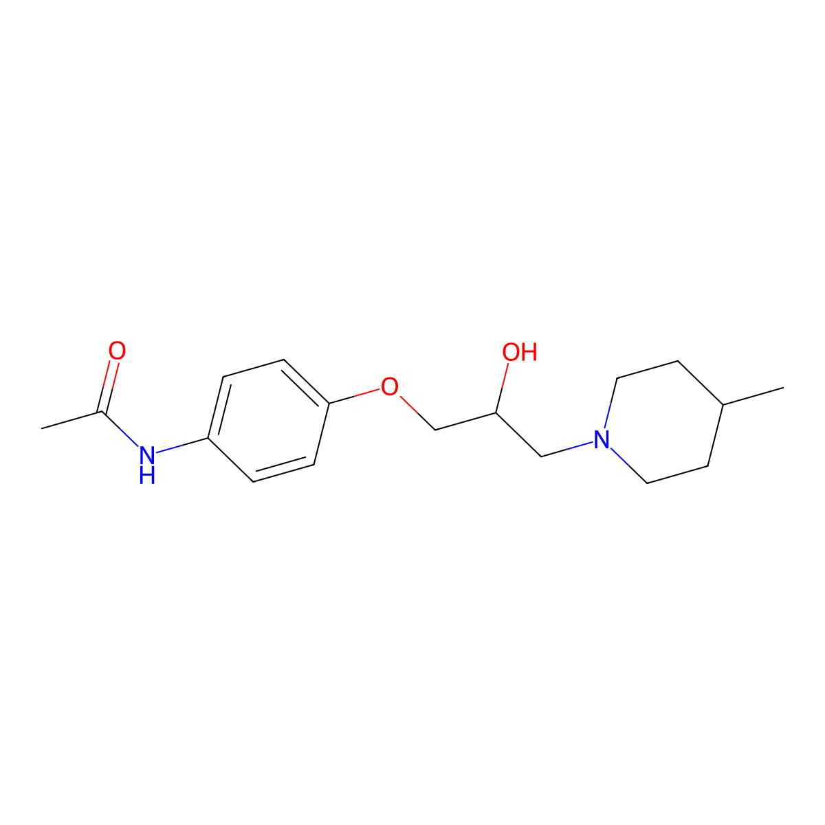 N-{4-[2-hydroxy-3-(4-methylpiperidin-1-yl)propoxy]phenyl}acetamide molecular structure, CAS 613655-67-7