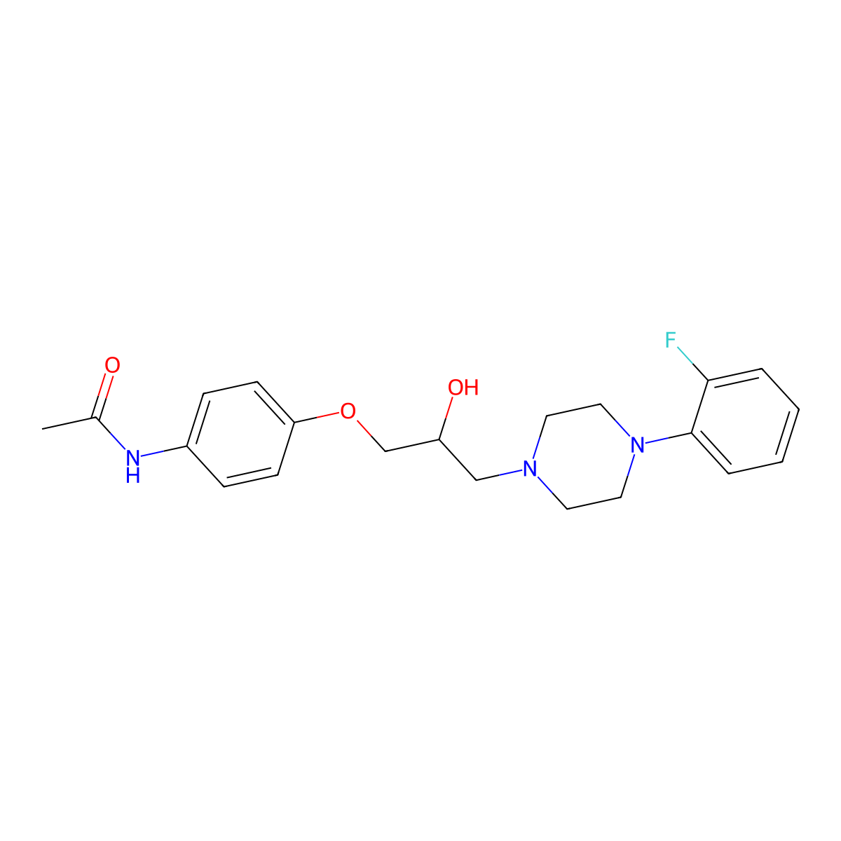 N-(4-(3-(4-(2-fluorophenyl)piperazin-1-yl)-2-hydroxypropoxy)phenyl)acetamide molecular structure, CAS 613655-81-5