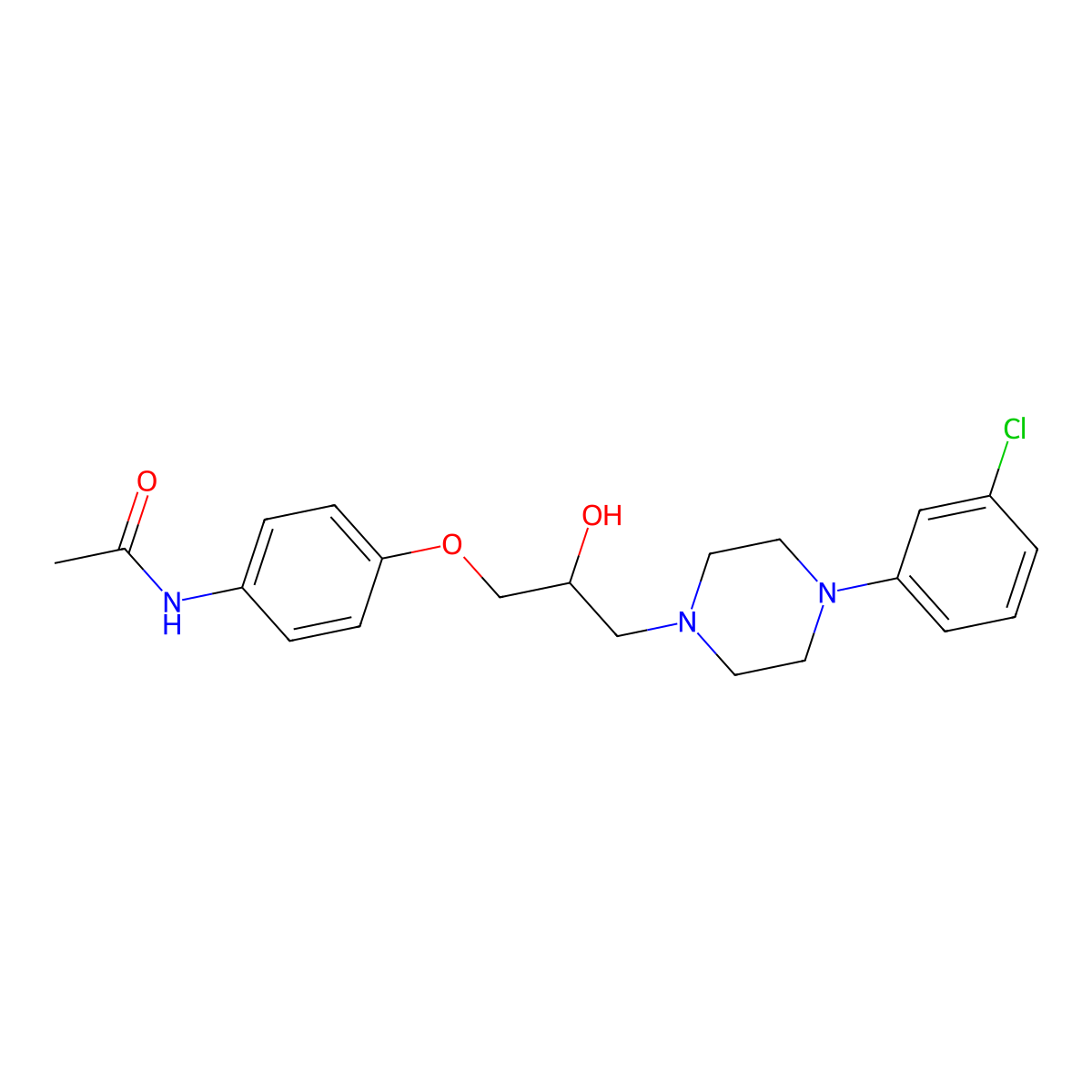 N-(4-{3-[4-(3-chlorophenyl)piperazin-1-yl]-2-hydroxypropoxy}phenyl)acetamide molecular structure, CAS 613655-82-6