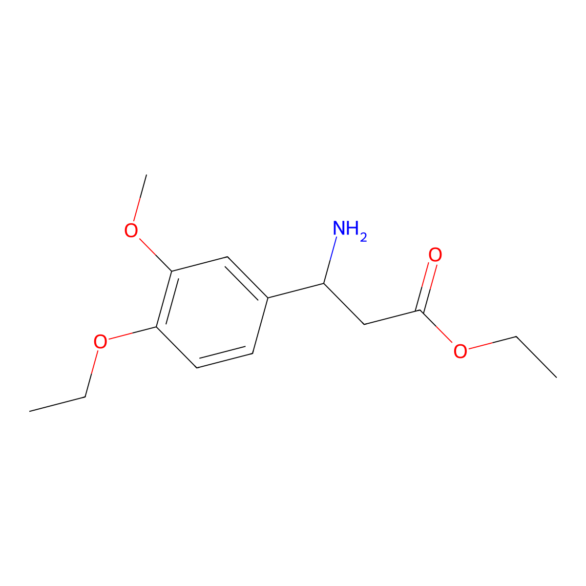 Ethyl 3-amino-3-(4-ethoxy-3-methoxyphenyl)propanoate molecular structure, CAS 613656-39-6